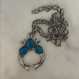 Arthur Pepper Squash Blossom Faux Turquoise Necklace, Signed ART